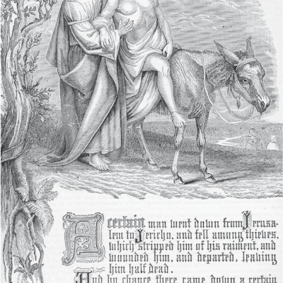 Fig. 1. Christ, the Good Samaritan. Illustration from a deluxe edition of the Bible, published in Philadelphia by Holman and Company in 1900, depicting the Good Samaritan as a figure of Christ.
