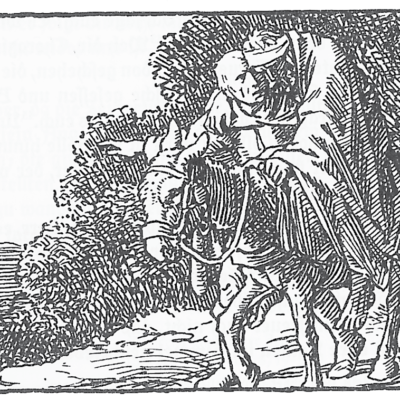 Fig. 11. The compassionate service of the Samaritan. Illustration by Rudolf Schäfer, from a 1929 German edition of the Bible published in Stuttgart.